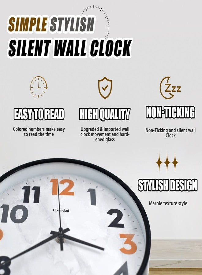Oxmidud Wall Clock, 10'' Easy to Read Silent Non-Ticking Modern Wall Clocks for Bedroom, Living Room, Kitchen, Office, School Home Decor, Gifts for Christmas Birthday (Black) - Image 3